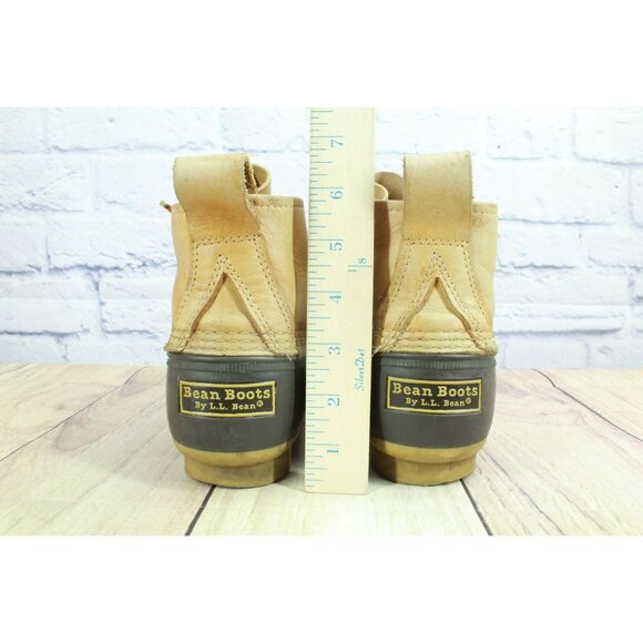 LL Bean Unlined Round Toe Ankle Duck Boots Brown Leather Lace Up Size 9 M - Picture 6 of 9